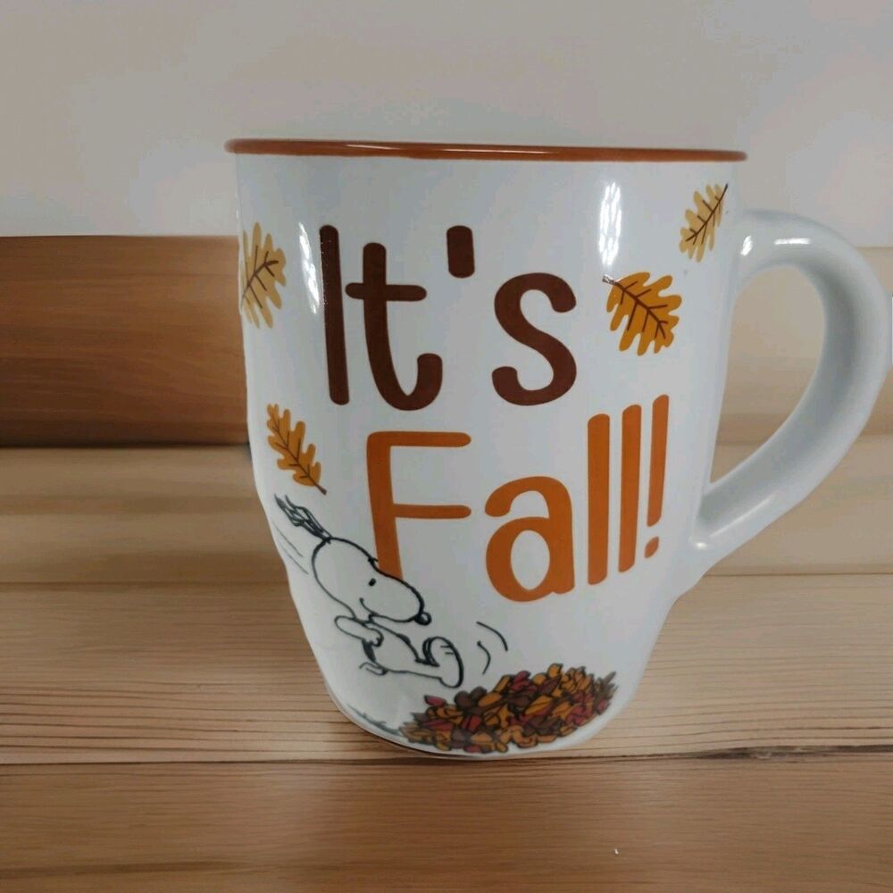 Peanuts Snoopy Woodstock "It's Fall" Jumbo Ceramic Mug 25oz Silver Buffalo 2022